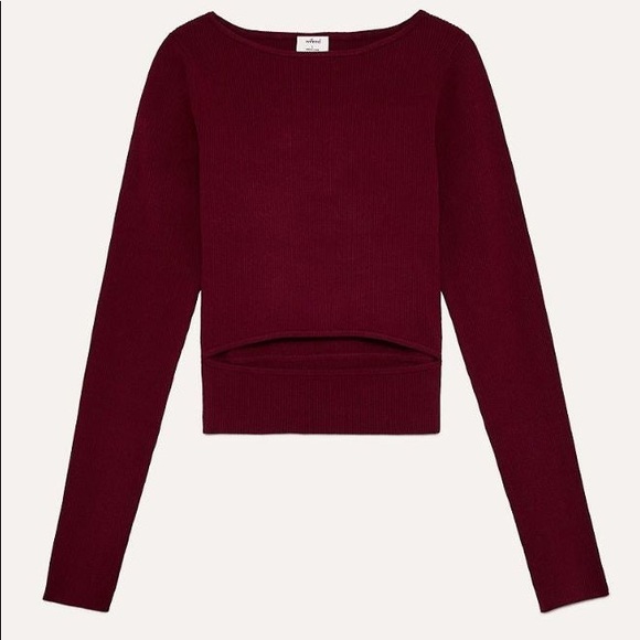 aritzia burgundy cut out long sleeve - Picture 2 of 3